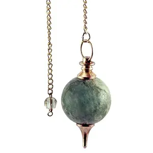 Aatm Natural Healing Green Aventurine Gemstone Round Pointed Reiki Chakra Ball Pendulum for Creativity