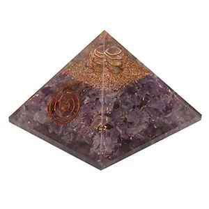 Aatm Energy Generator Amethyst Orgone Pyramid for EMF Protection Chakra Healing Meditation with Crystal and Copper (4 and 4 Inches)
