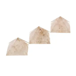 Aatm Energy Generator Rose Quartz Orgone Pyramid for EMF Protection Chakra Healing Meditation with Copper (Set of 3 and Size - 1 and 1 Inches)