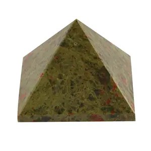 Aatm Energy Generator Gemstone Unakite Pyramid for EMF Protection Chakra Healing Meditation (2 and 2 Inches)