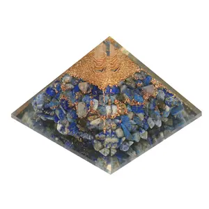 Aatm Energy Generator Lapis Lazuli Orgone Pyramid for EMF Protection Chakra Healing Meditation with Crystal and Copper (4 and 4 Inches)