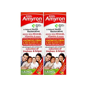 AIMIL Amyron Multivitamins Syrup for Men & Women with 34 Ingredients| Reduce Tiredness & Fatigue | Improves Haemoglobin Level - 200 ML (Pack of 2)