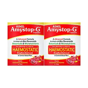 AIMIL Amystop-G Capsules Natural Iron & Other Supplement for Women |Strengthens Blood Vessels & Control Blood Flow - 20 Capsules (Pack of 2)