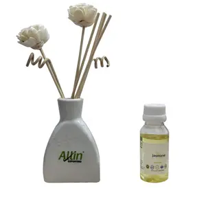 Allin Exporters Reed Diffuser With Ceramic Pot Aromatherapy Diffuser With 60Ml Aroma Oil Combo Pack (Jasmine Oil)