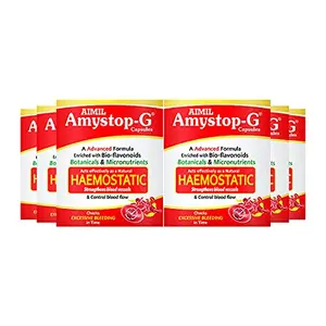 AIMIL Amystop-G Capsules Natural Iron & Other Supplement for Women |Strengthens Blood Vessels & Control Blood Flow - 20 Capsules (Pack of 6)