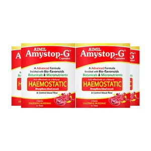 AIMIL Amystop-G Capsules Natural Iron & Other Supplement for Women |Strengthens Blood Vessels & Control Blood Flow - 20 Capsules (Pack of 4)