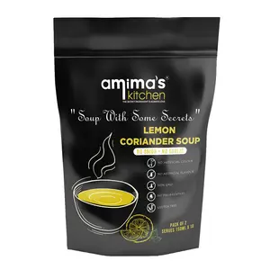 Amima's Kitchen Lemon Coriander Jain Soup (No Onion No Garlic) - 100 Grams [Serves 10] | Instant Soup Mix Powder | Ready To Cook | No Artificial Flavour & Colour | Gluten Free | Non GMO | Healthy Soup