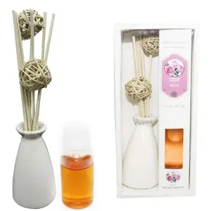 Allin Exporters 8 pcs Reed Diffuser with Ceramic Pot and 50ml Aroma Oil Combo Pack (Rose)