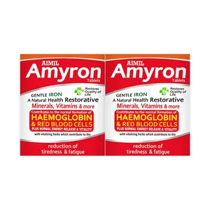 AIMIL Amyron Multivitamins Tablet for Men & Women with 34 Ingredients for All Age| Reduce Tiredness & Fatigue | Improves Haemoglobin Level - 30 Tabb. (Pack of 2)