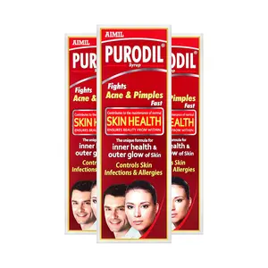 AIMIL Purodil Syrup for Pimple and Acne free Skin| Anti-Allergic Anti-Microbial Blood Purifier Syrup - 200 ML (Pack of 3)