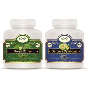 Biotic Green Coffee Bean Capsules and Garcinia Cambogia Capsules Extract - 120 Veg Capsules