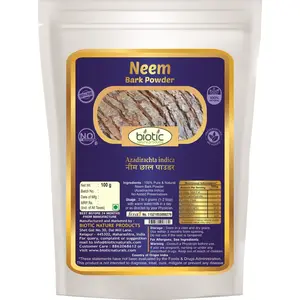 Biotic Natural Neem Bark Powder (Azadirachta Indica) - 100 G.