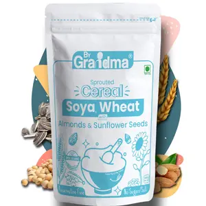 ByGrandma Sprouted Cereal Mix - Soya and Wheat with Almonds & Sunflower Seeds Instant Food For Kids | Preservative Free Instant Porridge Mix for little ones | 280g