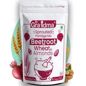 ByGrandma Beetroot Cereal Mix Sprouted Cereal Mix for Children | Organic Sprouted Cereal Mix Beetroot Flavor | Preservative Free Multigrain Sprouted Cereal Mix - 280g