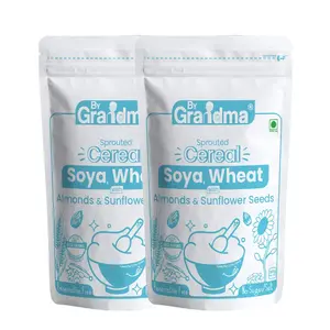ByGrandma Sprouted Cereal Mix - Soya and Wheat with Almonds & Sunflower Seeds Instant Food For Kids | Preservative Free Instant Porridge Mix for little ones | 560g