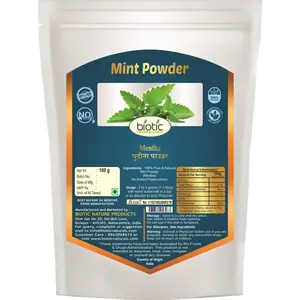 Biotic Mint Powder - Pudina leaf powder - Pudina leaves powder - Fresh Mint Leaf Powder - 100g