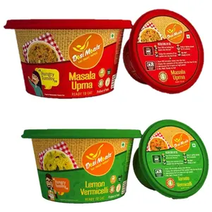 Desi Mealz Ready to Eat Food Products Tasty and Delicious Best Breakfast Food (Combo Pack of 2) (Masala Upma & Lemon Vermicelli)