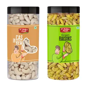 D'Nature Fresh Premium Raw Cashew (500g) & Raisins Kishmish (500g) (1kg Dry Fruits Combo Pack)