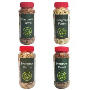 Evergreen Farms Dry Fruits Gift Pet Jars Combo Value Pack Cashews Kaju Almonds Badam Pistachios Pista Raisins Kishmish (250 Grams Each-Total 1 Kg)