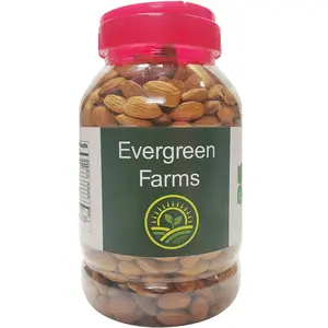 Evergreen Farms Fresh Californian Almonds Badam in Pet Jar 1 Kg