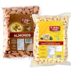 D Nature Fresh Raw Cashews(250 gm) & Almond(250 gm) Offer for Mix Dry Fruits Kaju Badam Combo Cashew Almond Combo