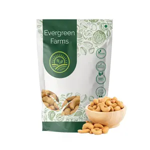 Evergreen Farms Fresh Roasted Cashews Kaju W320 Light Brown and Extra Crunchy 100 Grams