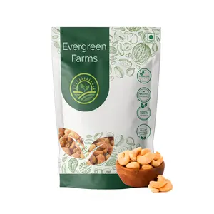 Evergreen Farms Fresh Whole Roasted and Salted Cashews Extra Crunchy Kaju 100 Grams