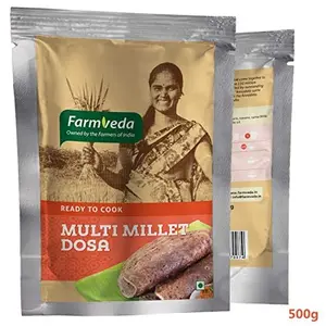 Farmveda Healthy & Tasty Ready to Cook Fiber Rich Instant South Indian Breakfast Multi Millet Dosa Mix (500G - Pack of 2). Dosa Breakfast Mix Saves Your Time Without Compromising On Taste.