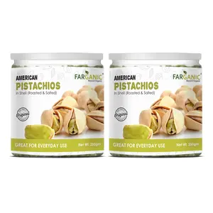 FARGANIC California Roasted Salted Large Pistachios/Pista with Shell Jumbo Size Dry Fruits Nuts Seeds (500GRAM)