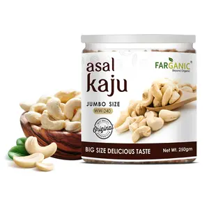 Farganic Premium Whole Asal Cashew Kaju Nuts Dry Fruits W240 (250 Gram)