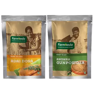 Farmveda Healthy & Tasty High Protein Ready to Cook Instant Breakfast Adai Dosa Mix 500g & Andhra Gun Powder -100g (Pack of 2) . Dosa Breakfast Mix Saves Your Time Without Compromising On The Quality