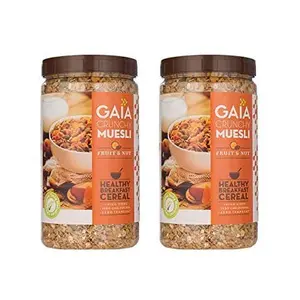 GAIA Crunchy Muesli Fruit and Nut 1 KG jar (Pack of 2)