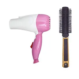 Fllik Combo of Hair Dryer with Hair Round Brush for hair Styling for Men and Women for Salon and Home Use (Round Brush with hair Dryer)