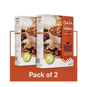 GAIA Crunchy Muesli Fruit and Nut 400 gm (Pack of 2)