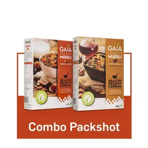 GAIA Crunchy Muesli Combo Pack 400 gm + 400 gm Fruit and Nut and Nutty Delight (Super Saver Pack)