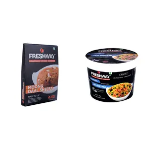 Freshway Pack of 2 (Moong Daal Sheera&Veg Biryani) Ready to Eat Freeze Dried Products with No Added Preservative & Colors