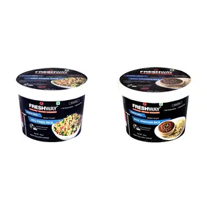 Freshway Ready to Eat Pack of 2 (Veg Fried Rice & Daal Makhani Rice) Ready to Eat Freeze Dried Products with No Added Preservative & Colors