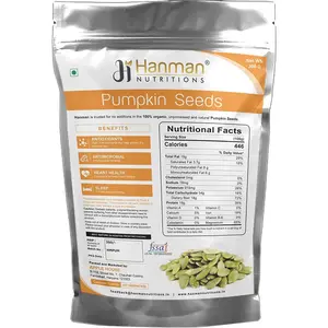Hanman Nutritions Raw Pumpkin Seeds for Eating Protein and Fiber Rich Superfood - 200G