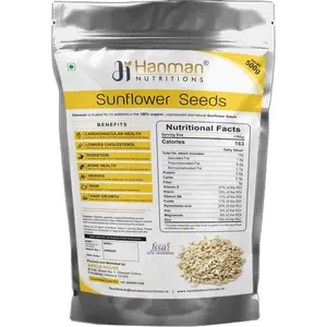 Hanman Nutritions Organic Sunflower Seeds - Protein and Fibre Rich Foods 500g