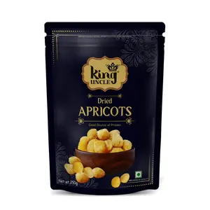 KINGUNCLE's Dried Apricots (Organic) (Khumani) (Grade - Big Size) - 500 Grams - Black Pack