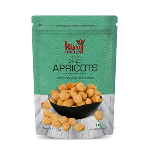 King Uncle's Dried Apricot Organic (Khumani) (Grade - Medium Size) - 1 Kg (4 Packs of 250 Grams Each) - Green Pack -