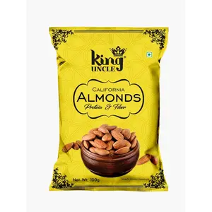 KINGUNCLE's California Almond Kernels - 300 Grams (3 Packs of 100 Grams) - Yellow Pack