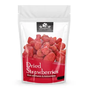 NATURE YARD Dried Strawberries - 150gm - Naturally Dehydrated Candied Strawberry dry fruit