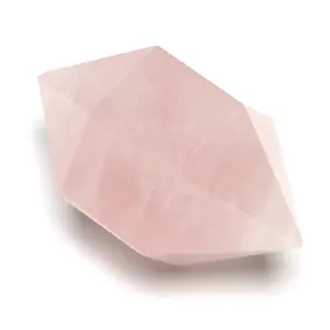Nature's Crest Rose Quartz Herkimer Diamond Shaped Crystal for Vastu Healing Mediation Reiki & Pooja (1 Pc Pack)