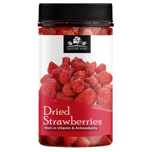 NATURE YARD Dried Strawberries - 250gm - Naturally Dehydrated Candied Strawberry dry fruit