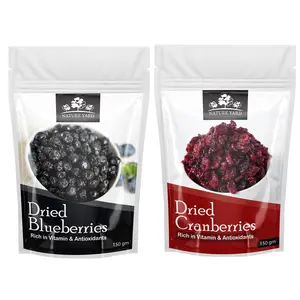 NATURE YARD Dried Blueberry (150gm) & Whole Dried Cranberry dry fruit (150gm) - Naturally Dried without sugar