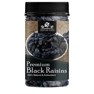 NATURE YARD Black Raisins Seedless / kali kismis / kishmish dry fruit - 300gm - Premium Afghani Seedless Dry Black Grapes