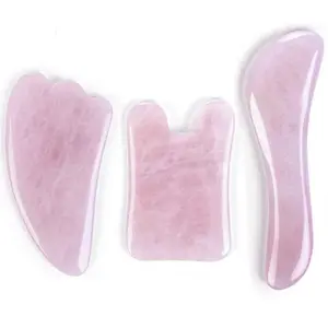 PINKCITY CREATION: Rose Quartz Gua Sha Board-Therapeutic Relief and Skin Renewal - All Natural Handmade Healing Stone Gua Sha Scraping Facial Massage Tools