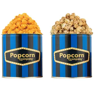 Popcorn & Company Festive Gift Combo Pack of 2 Tins (Caramel Lite -130 Gm & Cheddar Cheese Popcorn -60 Gm) - 190 GM