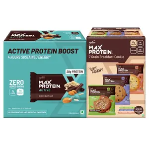 RiteBite Max Protein Active Choco Slim Bars 402g - Pack of 6 (67g x 6) & RiteBite Max Protein Cookies - Assorted 330 g - Pack of 6 ( 55g x 6 ) (Combo)